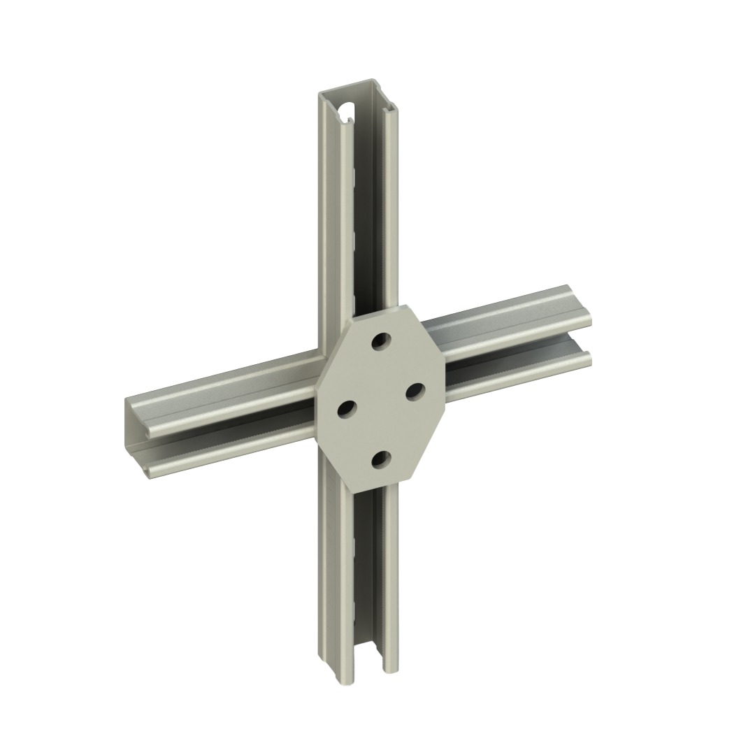 Düz Altıgen X-Tip C Profil Bağlantı Plakası, T:5mm ( Sıcak Daldırma )